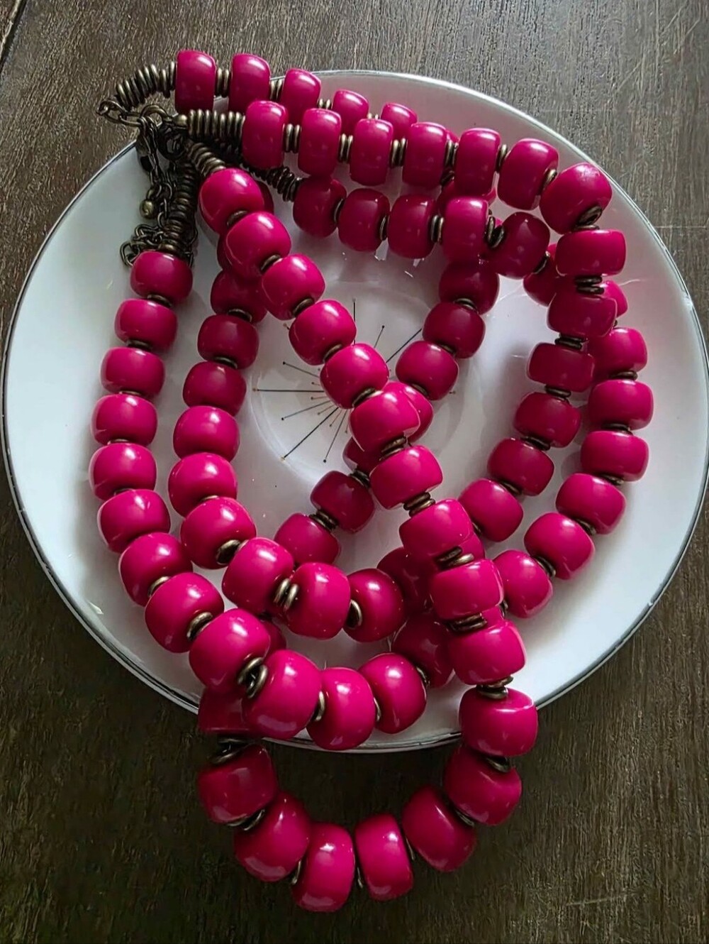 Fuchsia 3 strand Necklace - Picture 2 of 5